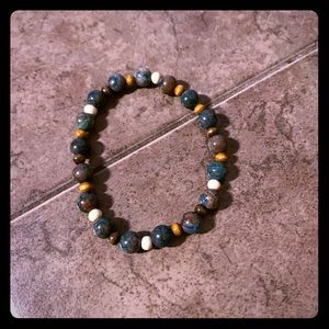 Blue Crazy Agate with brown beads